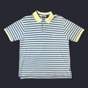 IZOD XL Polo Shirt Yellow Blue Stripe – Classic Fit, Crest Logo